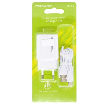 Зарядний пристрій СЗП 2в1-L Tornado TD-14 white (1USB 2.1A) Ligthtning 5263