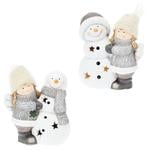 Koopman Angel and Snowman Decorative Figurine with Backlight 17cm