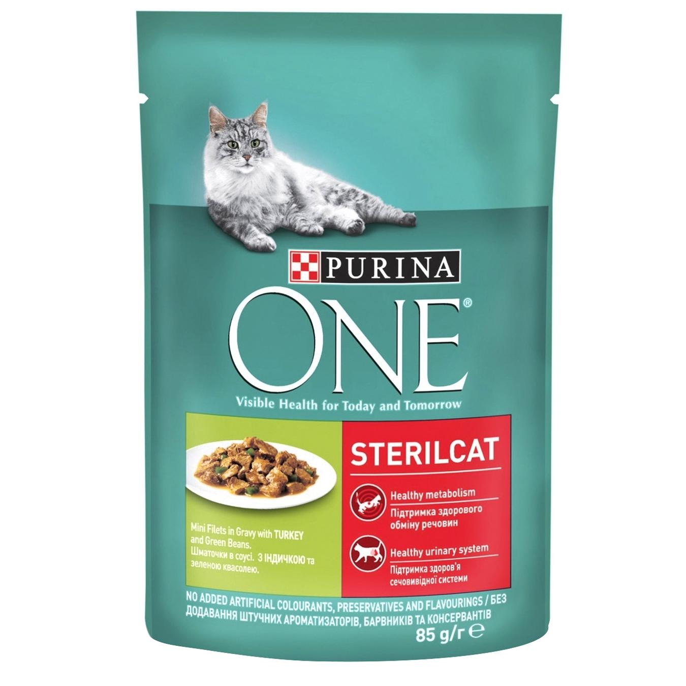

Корм для кошек Purina One Sterilcat с индейкой и зеленой фасолью 85г