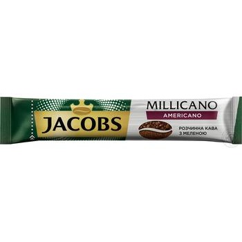 Кофе Jacobs Millicano Americano растворимый сублимированный с зернами 100% арабики мелкого помола в стиках 1,8г купить, цены на МегаМаркет - фото 1