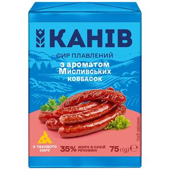 Kaniv Hunter Sausages Flavored Processed Cheese 45% 75g - buy, prices for Chudo Market - photo 1