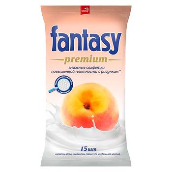 Fantasy Premium Wet Wipes with Peach and Almond Milk Aroma 15pcs - buy, prices for Auchan - photo 1