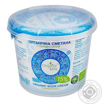 Сметана Organic Milk органічна термостатна 15% 270г купити, ціни на МегаМаркет - фото 1