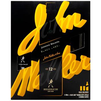 Віскі Johnnie Walker Black Label 12 років 40% 0,7л + 2 склянки - купити, ціни на - фото 2
