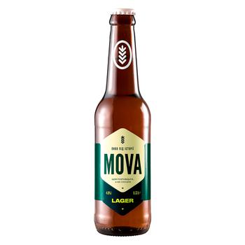 Пиво Mova Lager світле нефільтроване 4,6% 0,33л - купити, ціни на WINETIME - фото 1