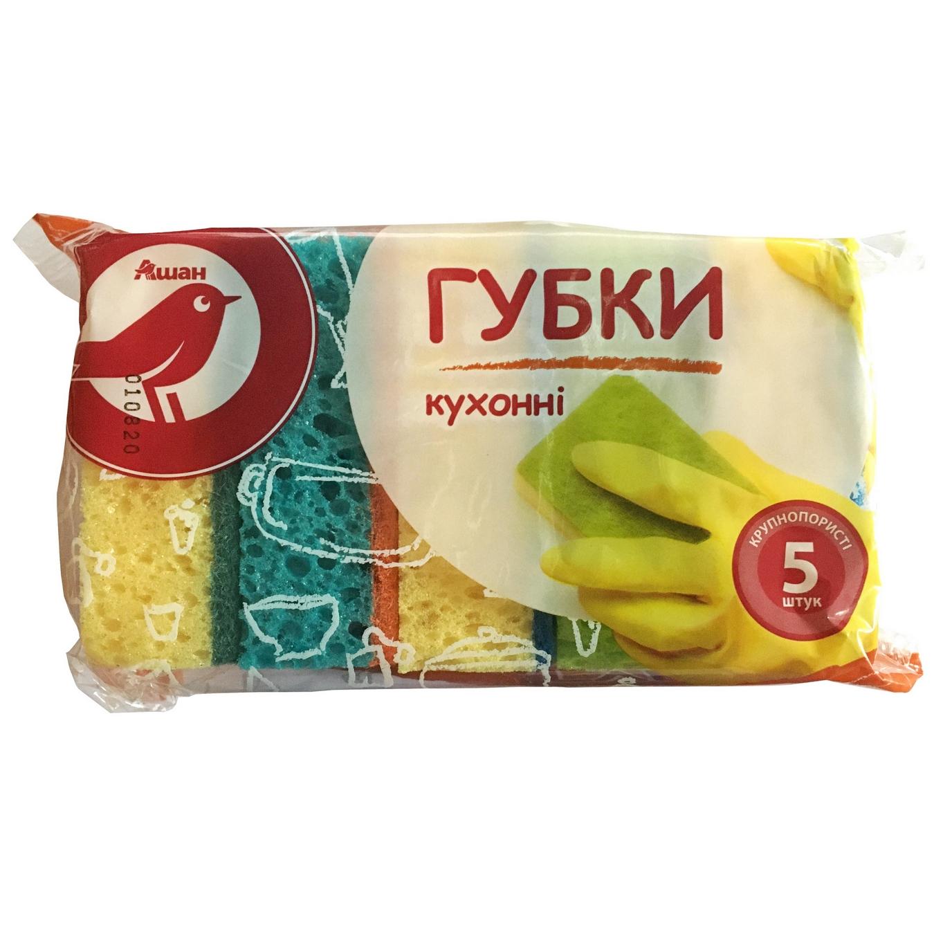 

Губка кухонная Ашан крупнопористая 5шт