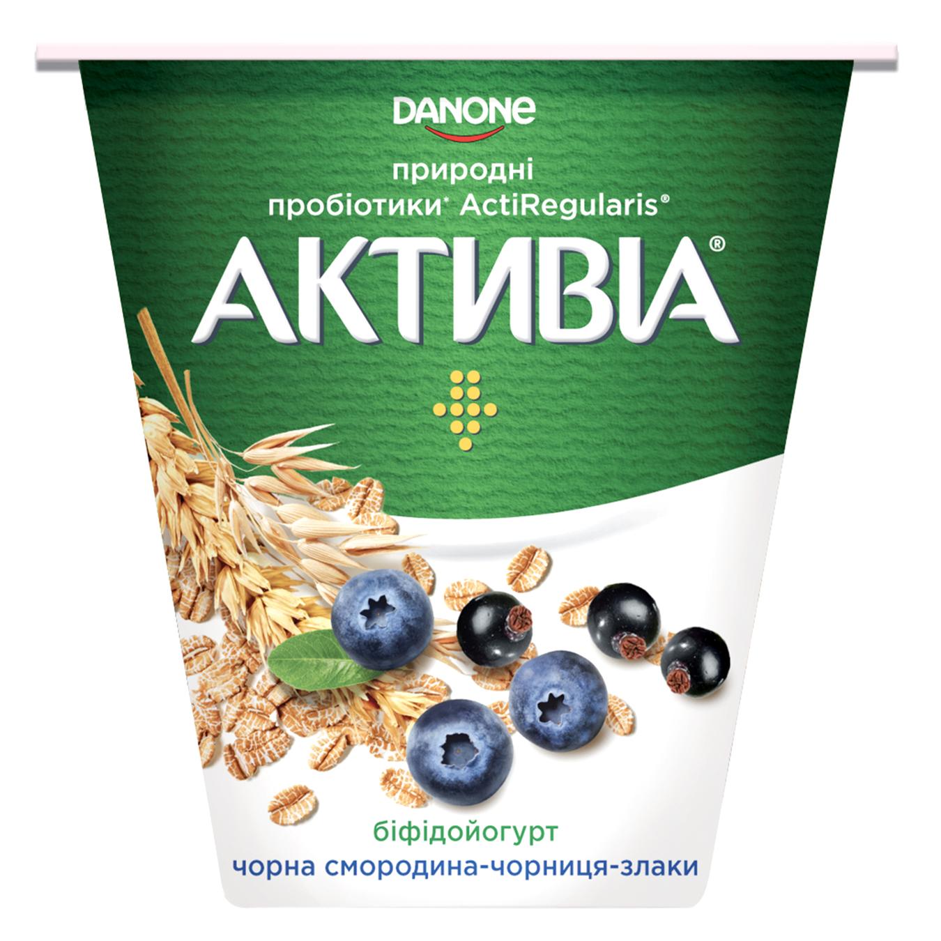 

Бифидойогурт Активиа черная смородина-черника-злаки 2,5% 260г