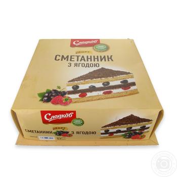 Торт Сладков сметанник з ягодою 700г купити, ціни на МегаМаркет - фото 1