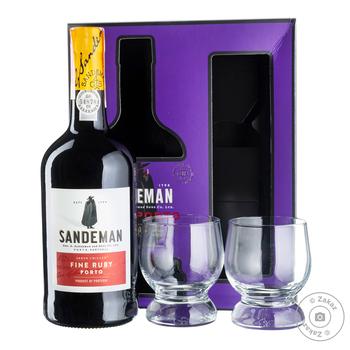 Портвейн Sandeman Fine Ruby 19.5% 0.75л + 2 склянки - купити, ціни на Восторг - фото 1