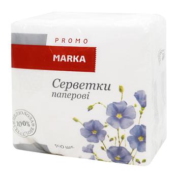 Серветки паперові Marka Promo одношарові білі 22х24 400шт - купити, ціни на NOVUS - фото 1