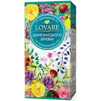 Чай Lovare Брызги Шампанского черный и зеленый листовой с ягодами и фруктами 24шт*2г купить, цены на МегаМаркет - фото 1