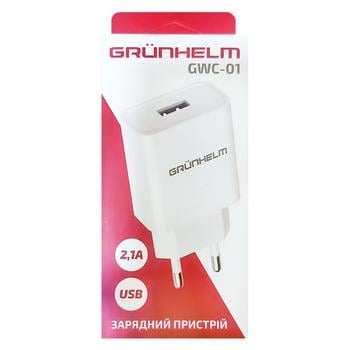 Блок живлення Grunhelm білий  GWC-01 5V/2,1А 1 USB - купити, ціни на Таврія В - фото 1