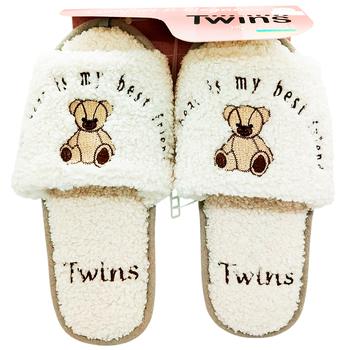 Twins HS-LUX Bear Women's Slippers with Embroidery s.36-37 Cream