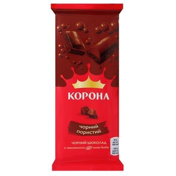 Шоколад Корона черный пористый 80г