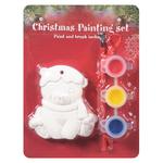 Christmas Tree Figurine, 3 Paints, Brush Coloring Set