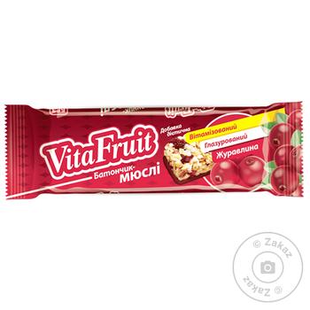 VitaFruit Cranberry Vitaminized Glazed Muesli Bar 25g - buy, prices for ULTRAMARKET - photo 1