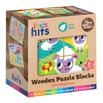 Kids Hits Wooden Puzzle Blocks 4pcs 5.5cm - buy, prices for MegaMarket - photo 2