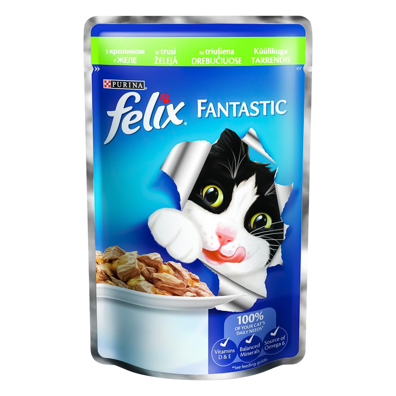 

Корм Felix Fantastic С кроликом в желе для взрослых котов 100г