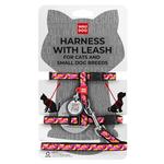 Шлея с поводком для кошек и собак мелких пород Waudog с QR-паспортом XS 122см/20мм, шея 20-30см, грудь 25-40см с рисунком бананы на розовом