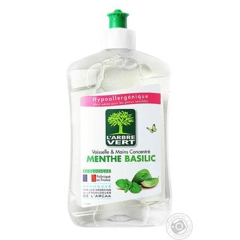 Рідина д/миття посуд L'Arbre Vert М'ятний базилік 500мл купити, ціни на МегаМаркет - фото 1