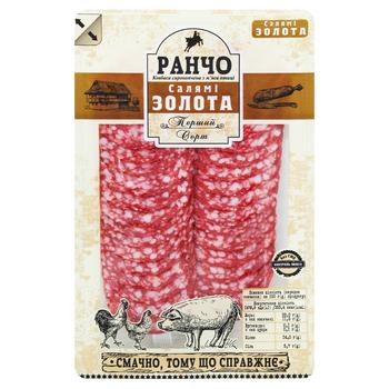 Ковбаса Ранчо Салямі Золота нарізана сирокопчена перший сорт 75г - купити, ціни на ULTRAMARKET - фото 1
