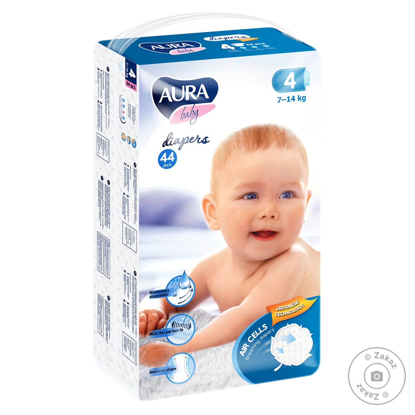 

Подгузники AURA Baby Jumbo-pack 4/L 7-14кг 44шт