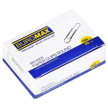 Скрепки Buromax 33мм круглые 100шт - купить, цены на - фото 1