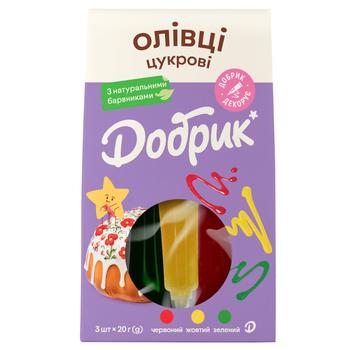 Dobryk Sugar Pencils Food Coloring Set 3pcs*20g - buy, prices for COSMOS - photo 1