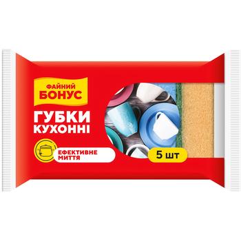 Губки кухонні Бонус Суперпіна крупнопористі 5шт