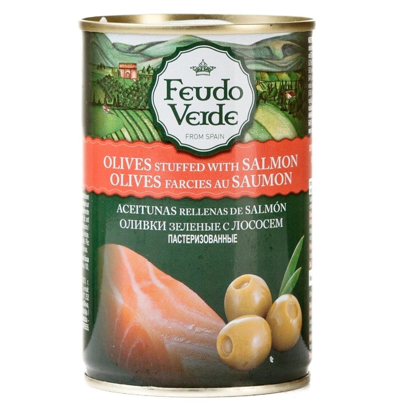

Оливки зеленые Feudo Verde с лососем 300г