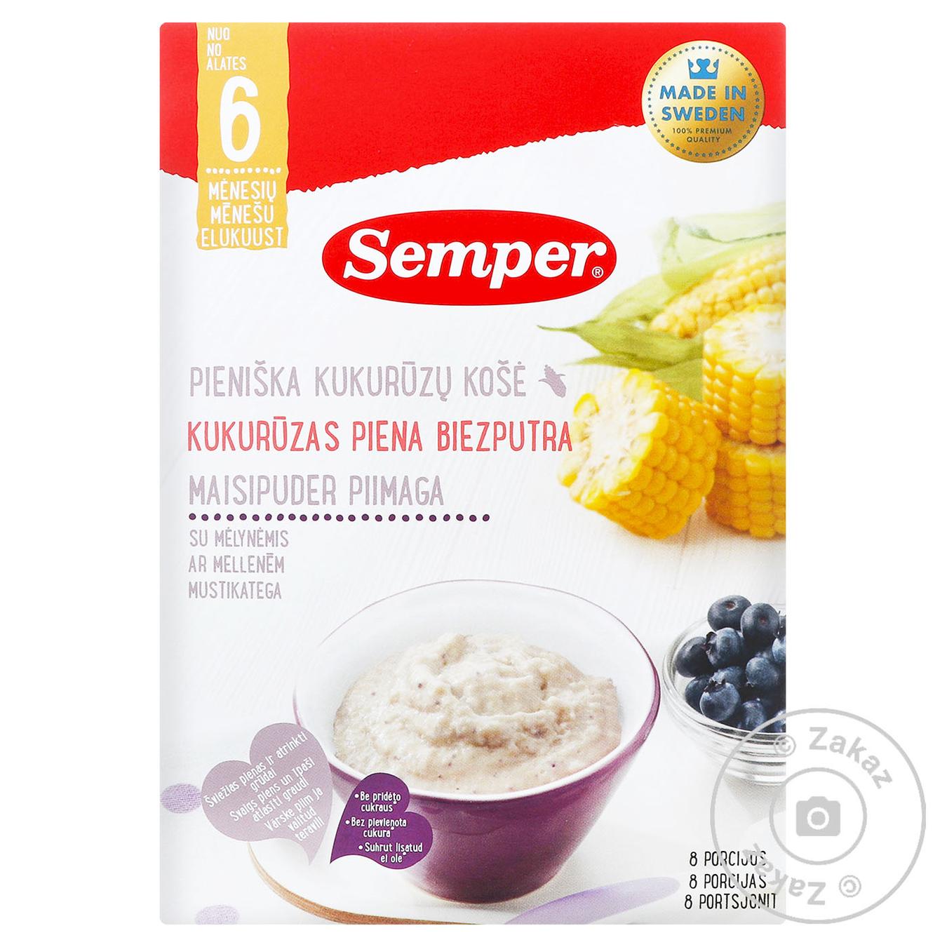 

Каша Semper кукурузная молочная с черникой 250г