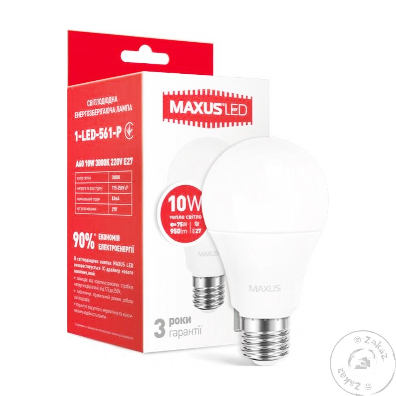

Лампа Maxus светодиодная A60 12W E27 3000K