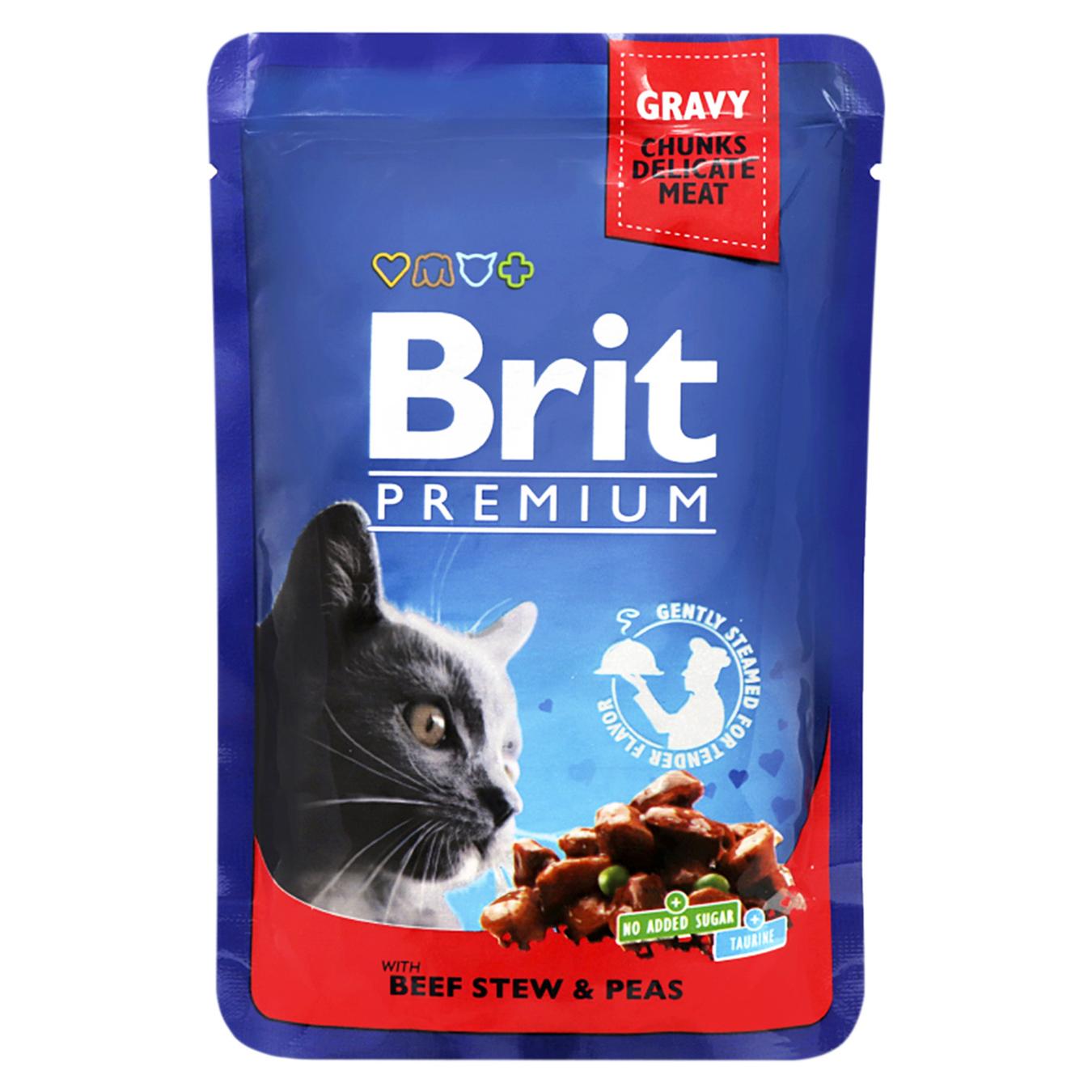 

Влажный корм для кошек Brit Premium Cat Beef Stew & Peas pouch тушеная говядина и горох 100г