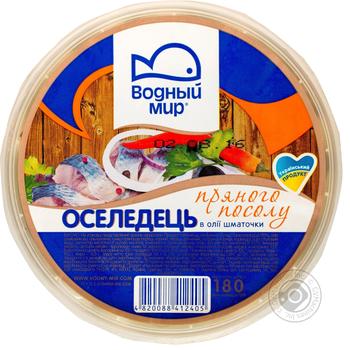 Vodniy Myr Spicy Salt in Oil Fillet-Pieces Herring 180g - buy, prices for NOVUS - photo 2