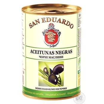 San Eduardo Pitted Black Olives 280g - buy, prices for MegaMarket - photo 1