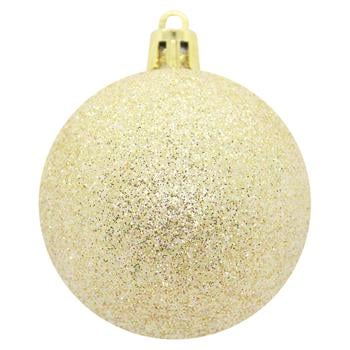 Plastic Champagne Glitter Christmas Ball 6cm