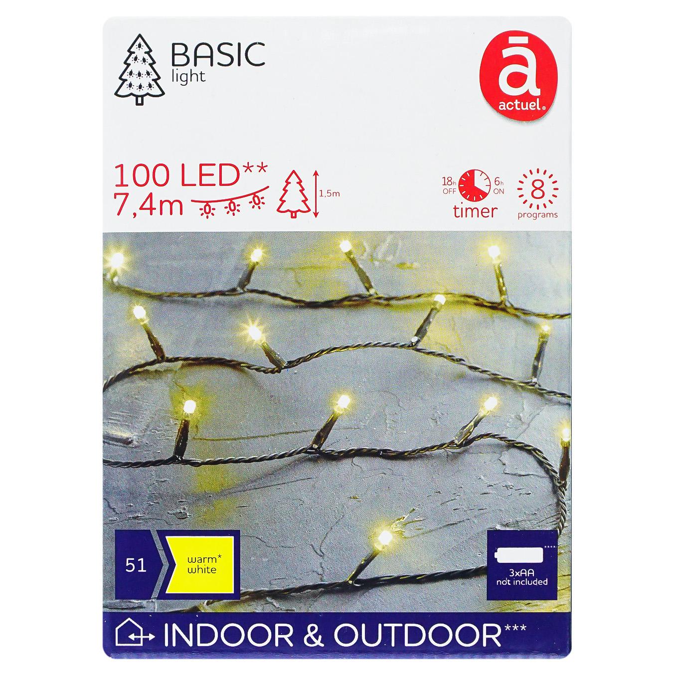 

Гирлянда Actuel 100 LED желтая 8 программ 7,4м
