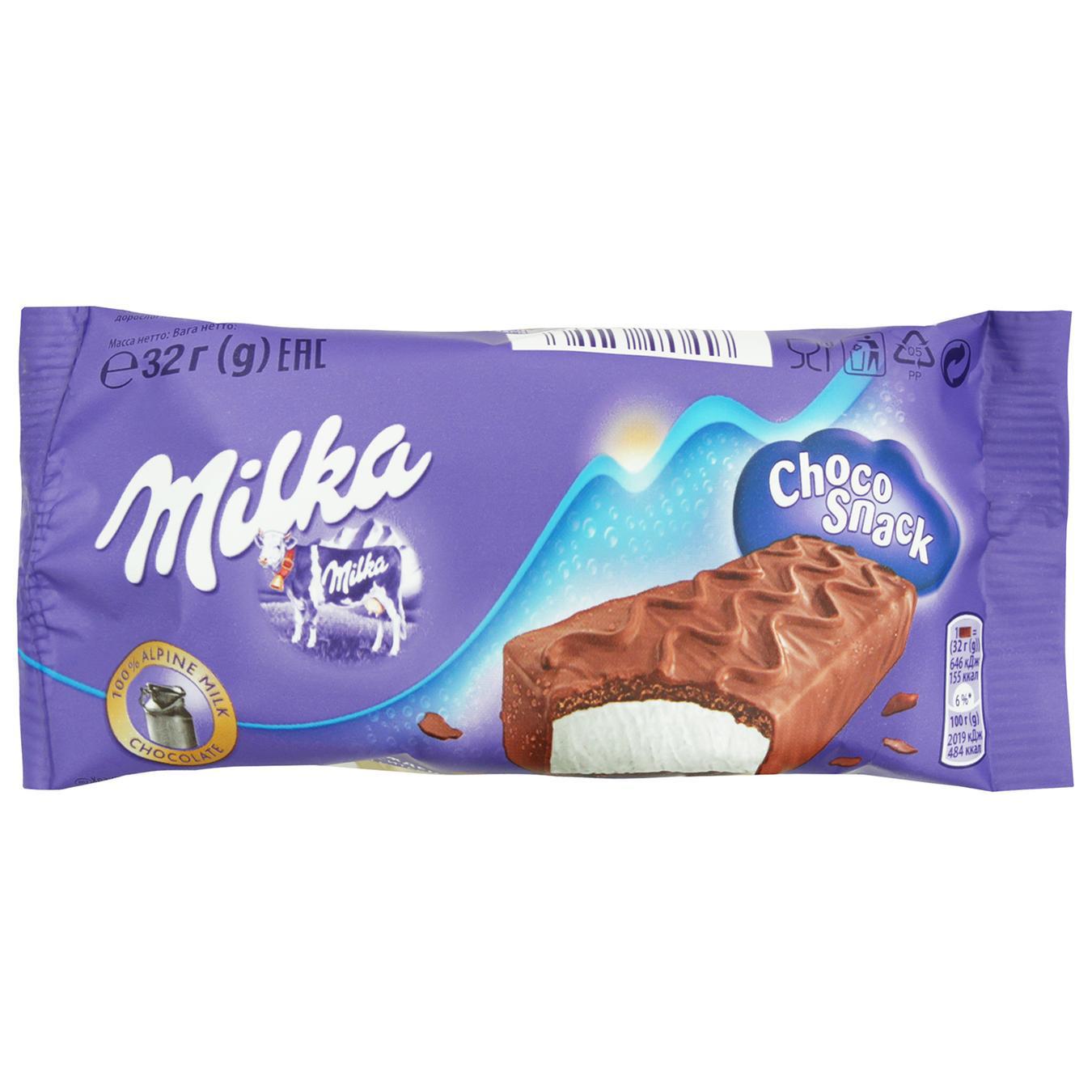 

Пирожное Milka Choco Snack бисквитное с кремом в молочном шоколаде 32г
