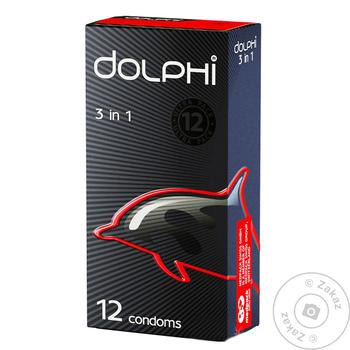 Презервативы Dolphi 3в1 с накопителем и силиконовой смазкой 12шт