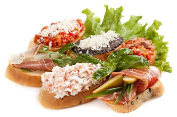 Classic Italian appetizer "Bruschetta Trio”