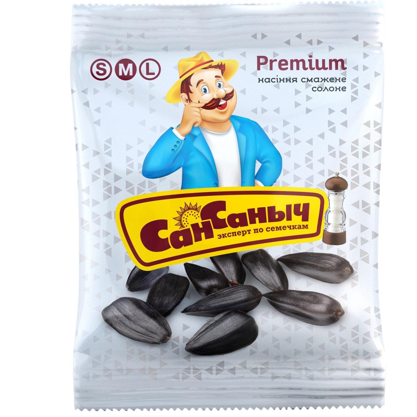 

Семечки подсолнечника Сан Саныч Premium жареные соленые 80г