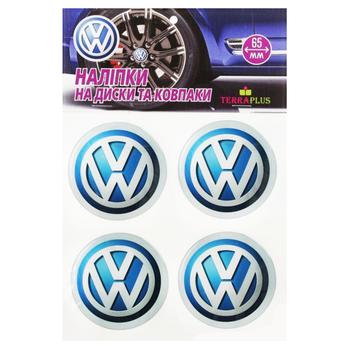 TerraPlus Volkswagen Label Sticker for Hubcaps and Rims 65mm