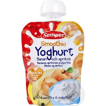 Puree Semper banana for children from 6 months 90g - buy, prices for MegaMarket - photo 1