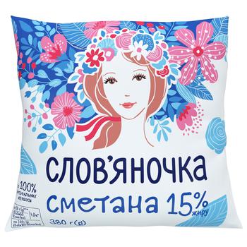 Сметана Слов'яночка 15% 350г - купити, ціни на Ашан - фото 1