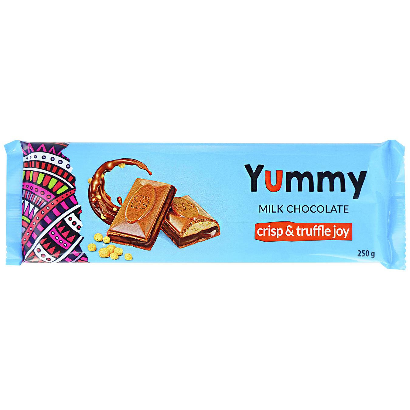 

Шоколад Yummy молочный с криспами и трюфелем 250г