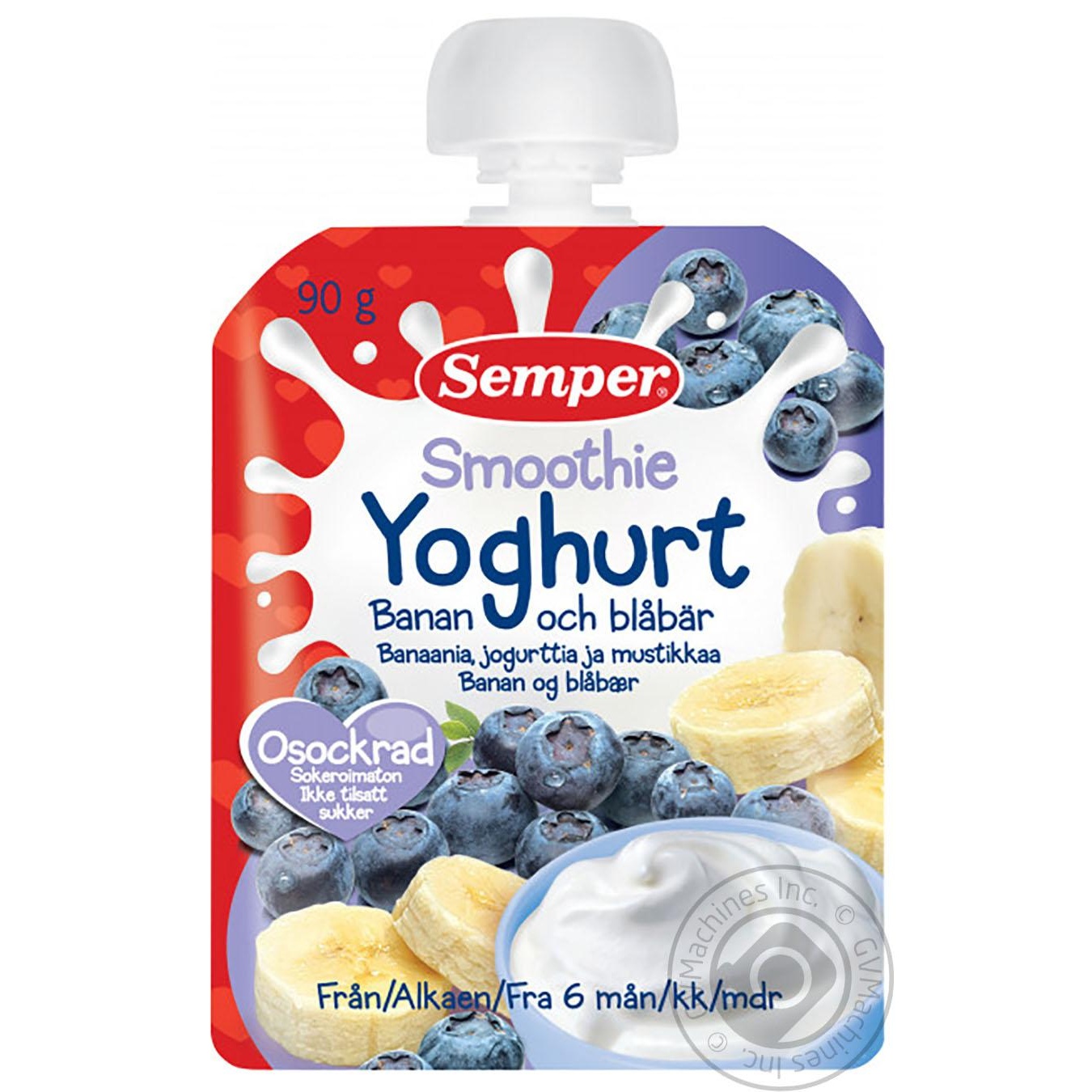 Semper Smoothie Banana-Blueberry Puree with Yoghurt 90g ❤️ home delivery  from the store 