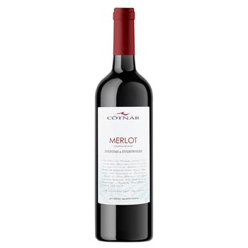 Вино Cotnar Merlot красное полусладкое 9-12% 0,75л - купить, цены на Auchan - фото 1