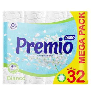 Бумага туалетная Диво Premio Bianco трехслойный 32 рулона