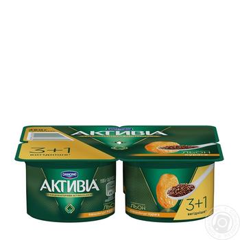 Біфідойогурт Danone Активіа Курага з насінням льону 3% 4*115г купити, ціни на МегаМаркет - фото 1