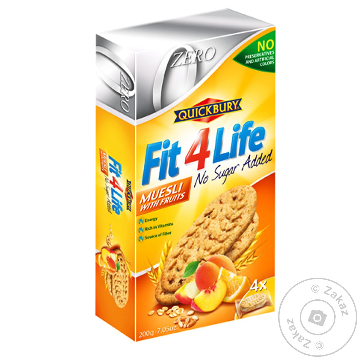 

Печенье Quickbury Fit 4 Life мюсли-фрукты без сахара 200г